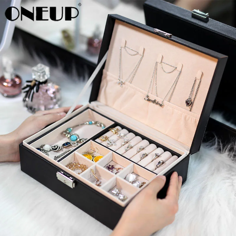 

ONEUP Jewelry Storage Box Comestic Jewelry Casket Organizer Makeup Storage Box Beauty Container Necklace For Women Birthday Gift