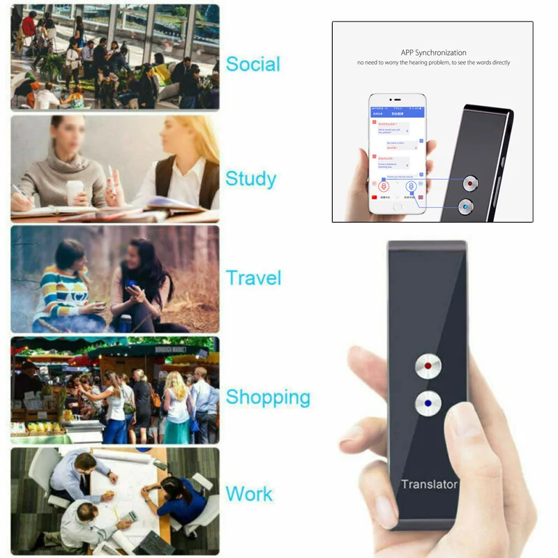 T8 портативный Bluetooth Smart 43 языков 2,4G переводчик двухсторонний в режиме реального времени голосовой абсолютно и высококачественный