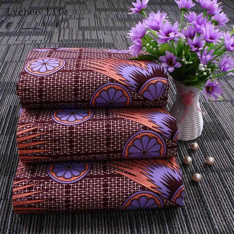 Lychee Life 1Yard Polyester Real Wax Print Fabric Ankara African Floral Batik Sewing For Women Party Dress Making Crafts | Дом и сад