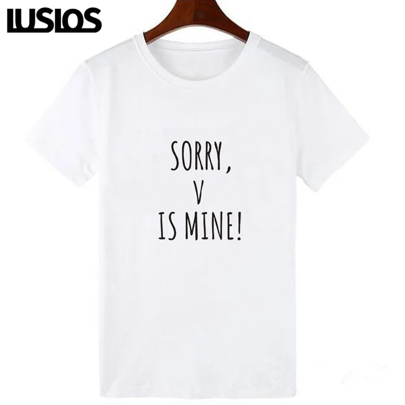 LUSLOS Новое поступление летних футболок с надписью SORRY JUNGKOOK IS MINE! Печатных футболка