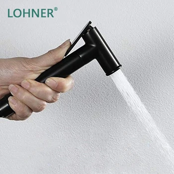 

Lohner Black Toilet Hand Bidets Faucet Bathroom Bidet Shower Sprayer Brass T Adapter 1.2m Hose Tank Hooked Holder Easy Install