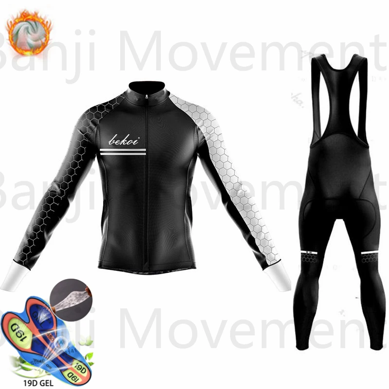 cycling jersey set 1 Ropa Ciclismo Invierno зимняя велосипедная Джерси, Теплая Флисовая одежда с длинным рукавом, комплект одежды для велоспорта, одежда для триатлона Mtb Bianchin - Цвет: cycling jersey set 1