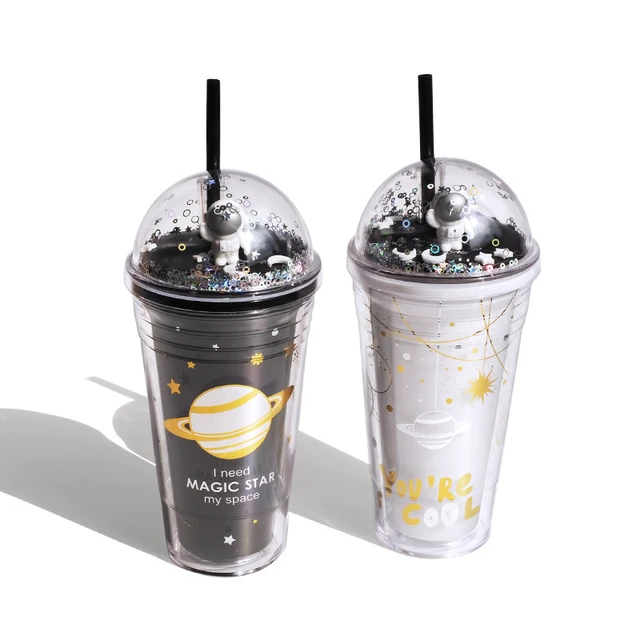 750ml Acrylic Drinking Tumbler With Straw Lid Double Wall Boba Tea