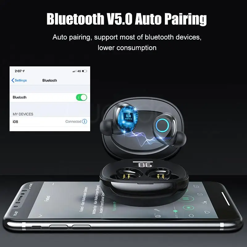 9D стерео мини беспроводные Bluetooth наушники с микрофоном Сенсорное управление Bluetooth наушники супер бас гарнитура для iOS Android