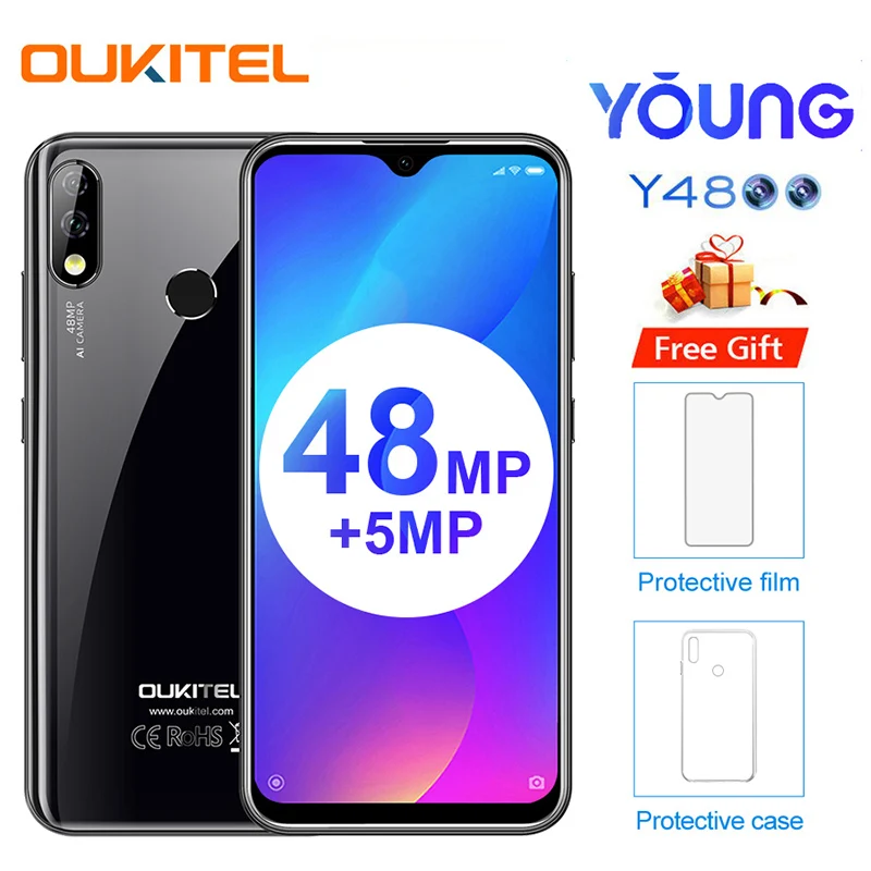 

OUKITEL Y4800 6.3"19.5:9 FHD+ Android 9.0 Mobile Phone Octa Core 6G RAM 128G ROM Fingerprint 4000mAh 9V/2A Face ID Smartp