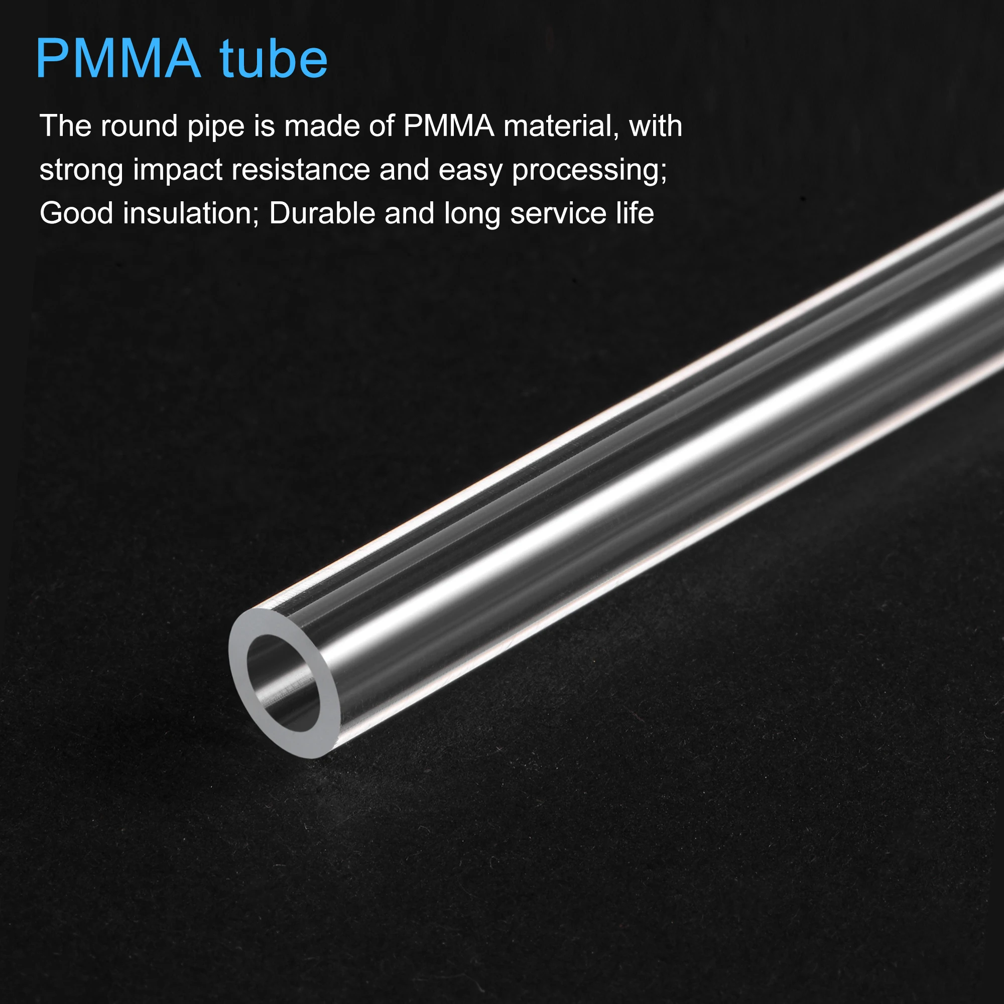 OD 8-35mm Transparent Acrylic Tube Rigid Round Tubing 305mm Length 2pcs PMMA Organic Glass Tube Plastic Pipe Fittings plastic tube