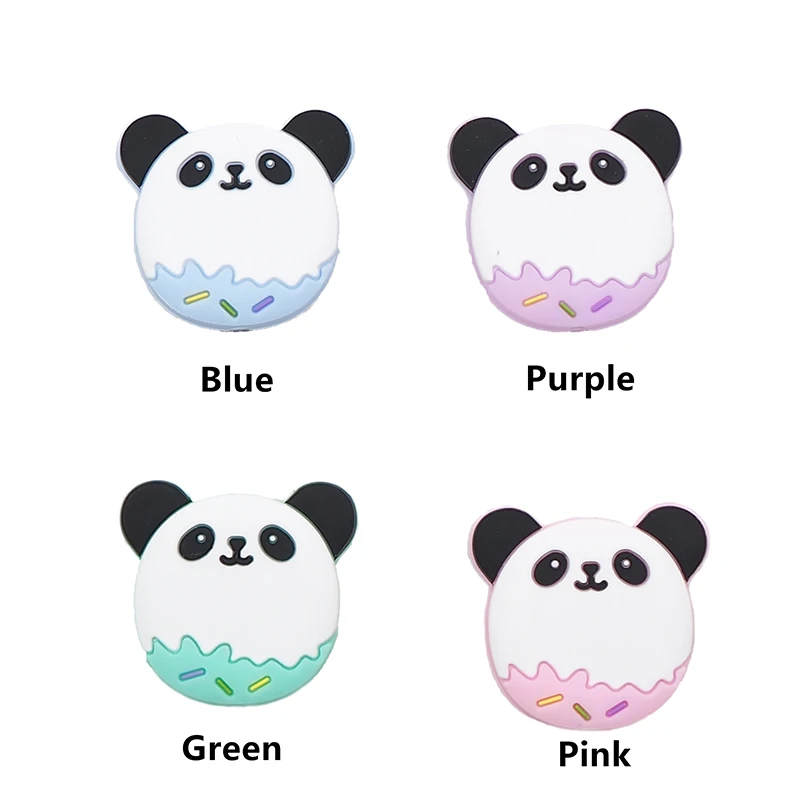 Chenkai 10PCS Silicone Soccer Teether Beads DIY Football Teething Necklace Beads For Baby Dummy Cartoon Pacifier Toy Accessories - Цвет: Penda