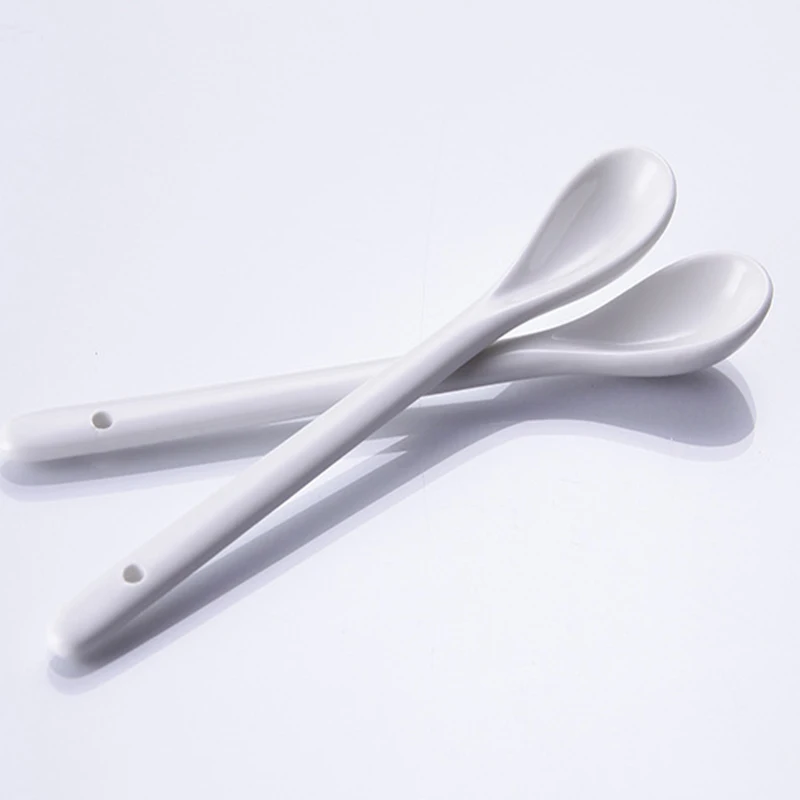 

China Ceramic Spoon Tea Spoons Coffe Scoop Spoon Porcelain Home Tableware 10pcs/lot
