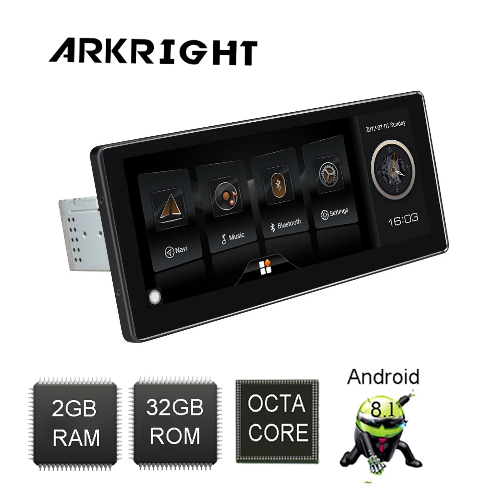 ARKRIGHT 10,25 ''1Din 32 ГБ Android 8,1 головное устройство Восьмиядерный аудио для стерео-Радио автомобильной универсальный мультимедийный плеер встроенный DSP 4G