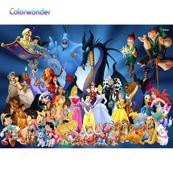 

Magic Lamp Snow White Photography Backdrop Mickey Mouse Children Birthday Party Banner Baby Shower Background Photocall Vinyl