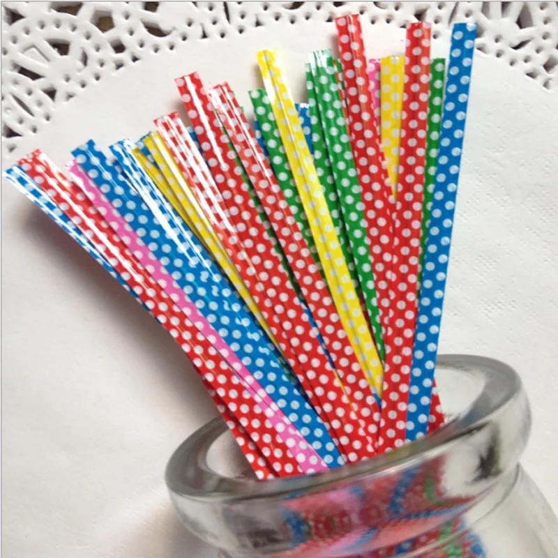 

100pcs Twist Ties for Wedding Party Decoration Bakery Cookies Candy Cello Bags Clips Multi-use PE Bag Tie 10cm(4inch)