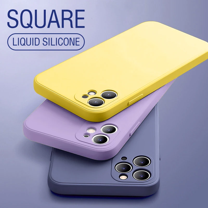 For iPhone 11 Pro Max XS XR 8 7 Plus Square Liquid Silicone Soft Skin Case Cover For iPhone 11 Pro SE 2020 6 6S 12 Color Cover For iPhone 11 Pro Max XS XR 8 7 Plus Square Liquid Silicone Soft Skin Case Cover For iPhone 11 Pro SE 2020 6 6S 12 Color Cover