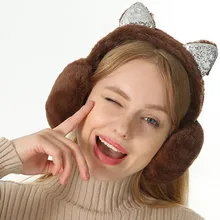 Женские наушники Мультяшные кошачьи уши ветрозащитные теплые регулируемые наушники JL