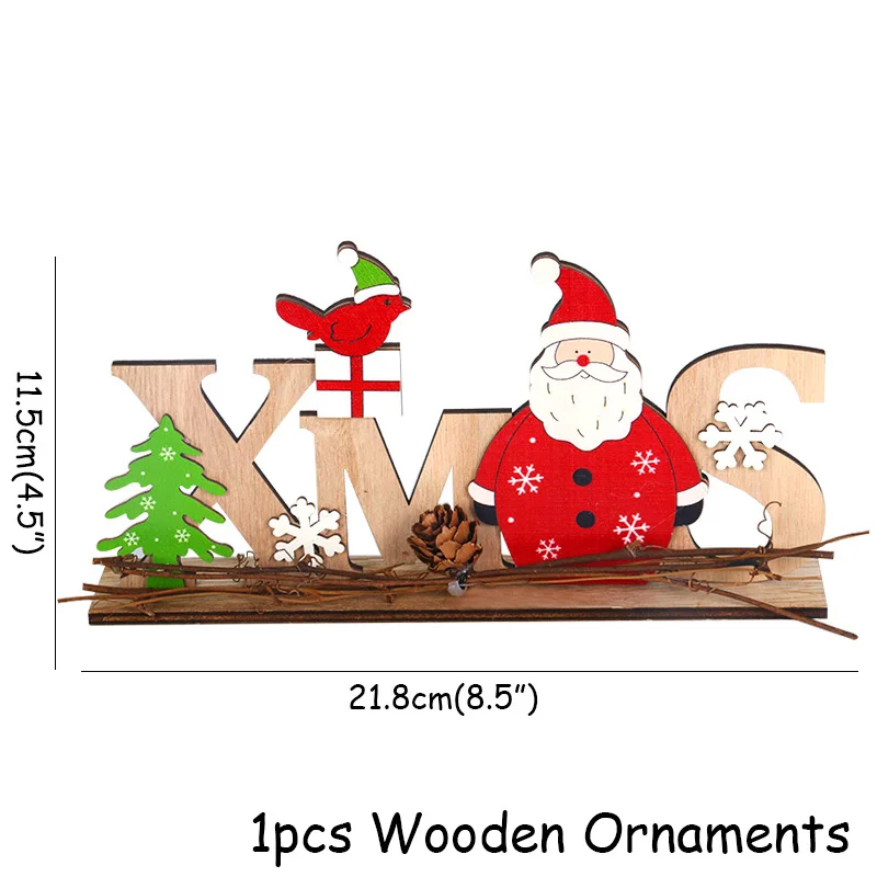 1pcs wooden ornament Светодиодный светильник на Рождество, наружный подвесной орнамент на дверь, гирлянда, Классический Рождественский шар/бант, Висячие ворота, украшение для дома - Цвет: 1pcs wooden ornament