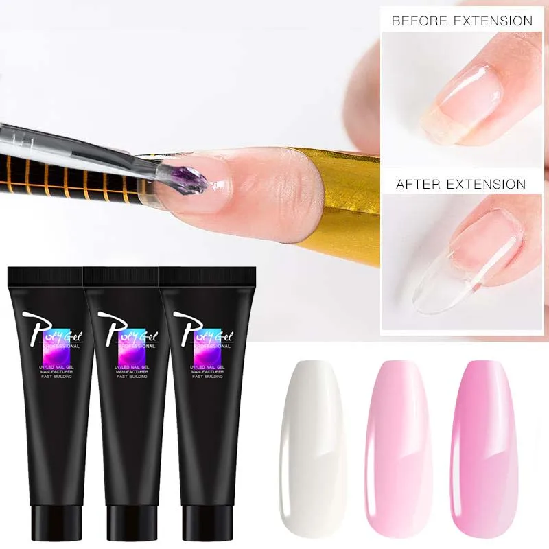 

Ruhoya Extension PolyGel Quick Acrylic Nail Clear Crystal UV Gel Building Enhancement Poly Gel UV LED Varnish Nail Gels Tips