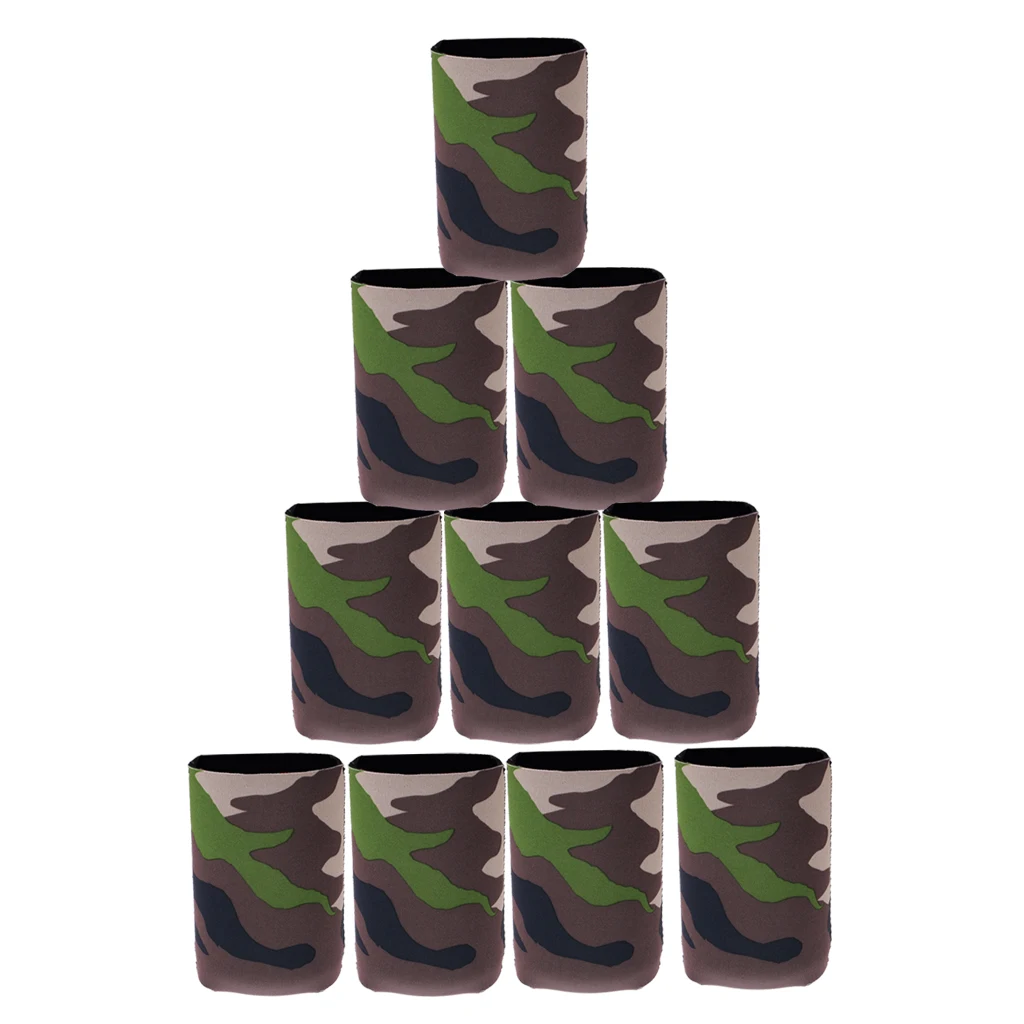 10 Camouflage Beer Can Cooler Soda Beverage Sleeve Holder Wrap Party Favor