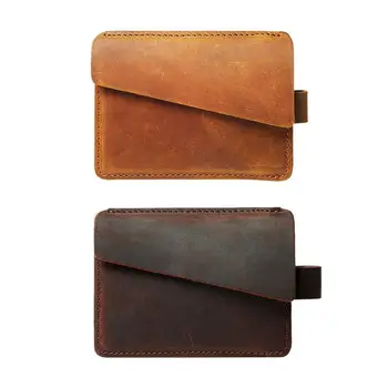 

Vintage Men Women Portable Genuine Leather Coin Card Holder Case Unisex Casual Small Change Pouch Mini Purse Wallet Key Bag