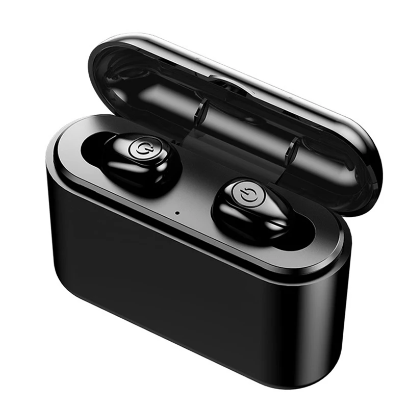 Black X8 TWS Bluetooth наушники 5D стерео Беспроводные спортивные наушники IPX6 водонепроницаемые шумоподавление с 2200 мАч power Bank зарядная коробка - Цвет: Black