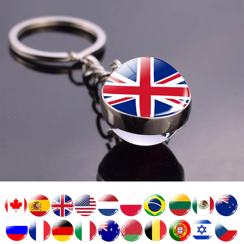 Национальный брелок для ключей флаг США Англия Испания Россия Франция
