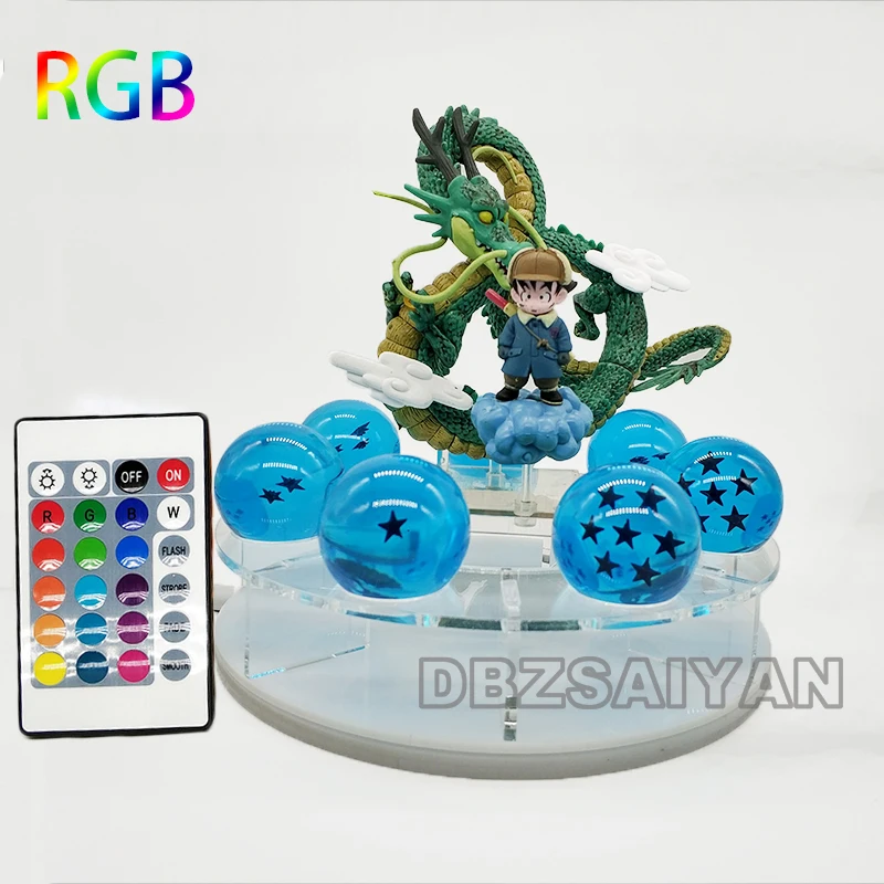 15 см Dragon Ball Shenron figulas прикроватная лампа Dragon Ball Z рисунок ночной Светильник Shenlong+ 7 шт 3,5 см шарики+ акриловая полка DBZ - Цвет: rgb lamp blue ball6