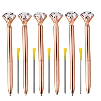 

AAY-20 Pcs 1.0mm Black Ink Newest Rose Gold Big Diamond Crystal Roller Ball Writing Gel Pens Stationery Office Supply Ballpoint