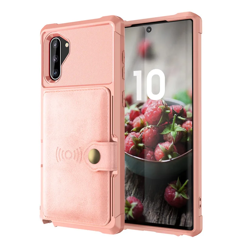 Rose Gold Бумажник открывающийся, кожаная, преобразующийся в подставку для samsung Примечание 10 10Plus подходит для магнитного Беспроводной автомобиля Зарядное устройство крепление противоударный Защитный чехол - Цвет: Rose Gold