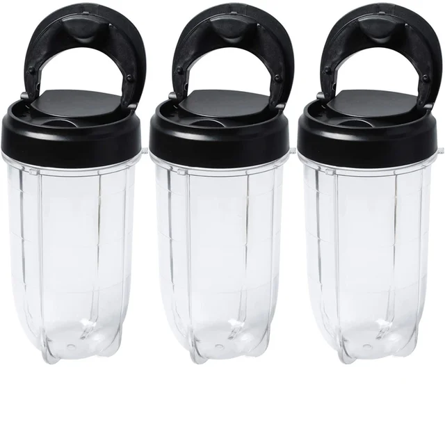 2 Packs 22oz Tall Replacement Blender Cup with 2 Flip Top to Go Lid and Handle Compatible with Magic Bullet Cups Travel Mugs 250W MB1001 Blender