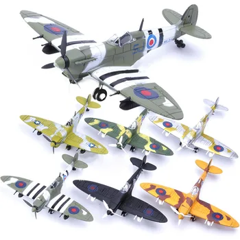 

22cm 4D Diy Toys Fighter Assemble Blocks Building Model Airplane Military Model Arms WW2 Germany BF109 UK Hurricane Fighter