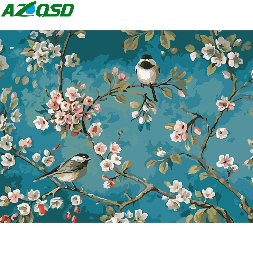 AZQSD птицы краска по номеру окраска номерам животных масляная ing Art DIY Ручная Краска
