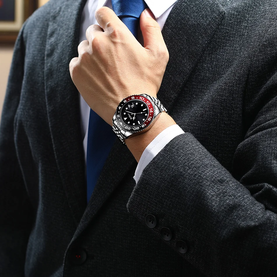Unique Men's Watches Silver Stainless Steel Waterproof Rotate Dial Casual Fasihon Men Wrist Watches Male's Present Clock