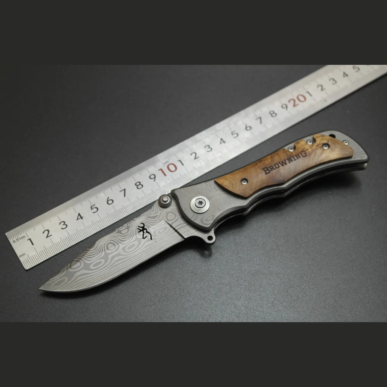 Дамасский Тигр Складной нож Browning охотничий нож для выживания 8Cr стальное лезвие+ деревянная ручка инструмент для кемпинга Открытый EDC инструмент