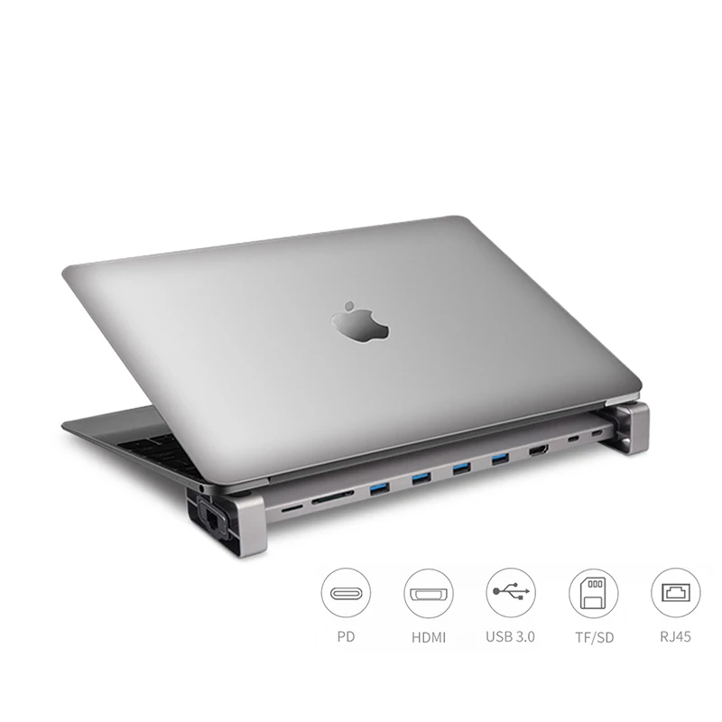 Acasis USB C док-станция для ноутбука type C-USB 3,0 HDMI 4K RJ45 устройство для чтения карт SD TF с PD зарядкой для DELL Macbook Pro