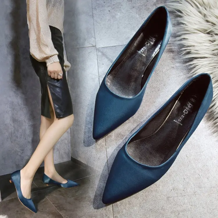 

Fine Pointed-Toe Women's Low Heel 2019 Autumn New Style Low-Cut High Heel Shoes Heel Shoes Mesh Black And White with Pattern Low