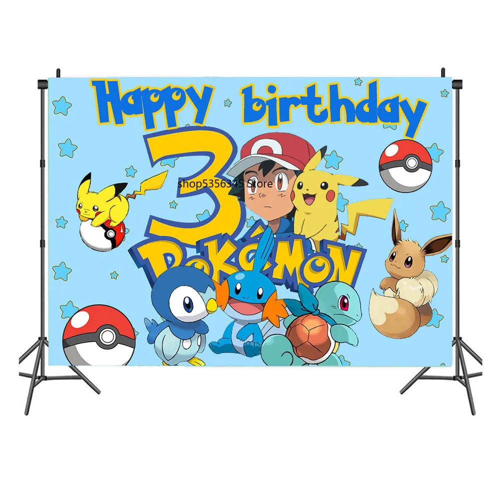 Pokemon Backdrop Cloth Pikachu Eevee Children Birthday Party Room Decoration Supplies Photography Background Holiday Gift | Дом и сад