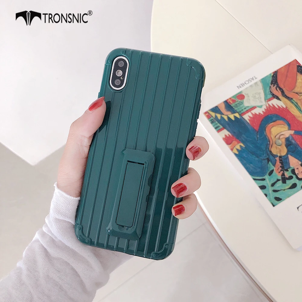 Чехол для телефона с подставкой багажа iPhone XR X XS MAX Полосатый Мягкий глянцевый