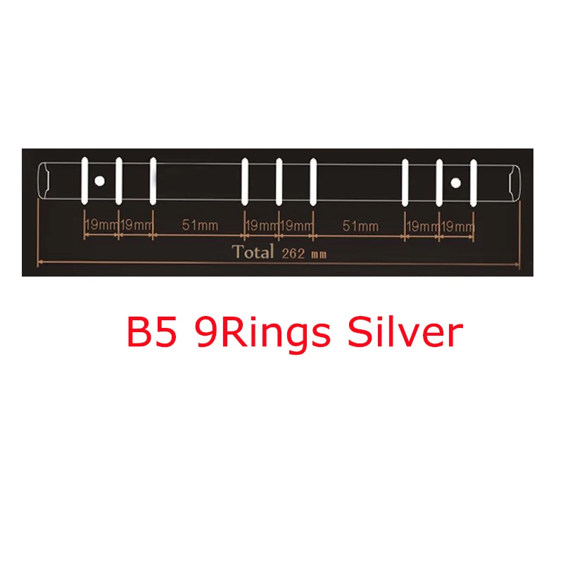 B5 9Rings Silver Высокое качество металла скрепляющие Зажимы серебряный зажим для бумаг с отрывными листами папка с файлом обруч альбом «сделай сам» Скрап круг кольцевые скоросшиватели - Цвет: B5 9Rings Silver