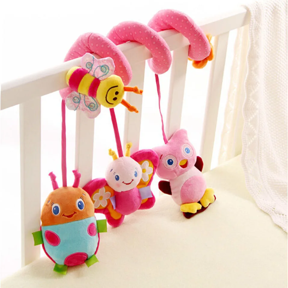 Pink Labybug Мягкие детские игрушки 0-12 месяцев Музыкальная подвеска на коляску кроватку спиральная детская сенсорная развивающая игрушка для новорожденных погремушек - Цвет: Pink Labybug