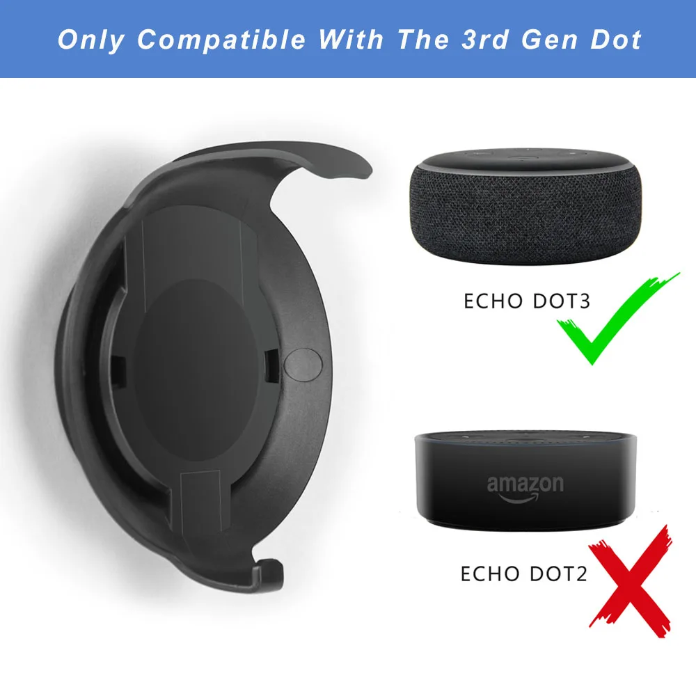 Alexa Echo Accessories Wall Mount Holder for Alexa Echo Dot 3rd Generation Built-in Cable Management