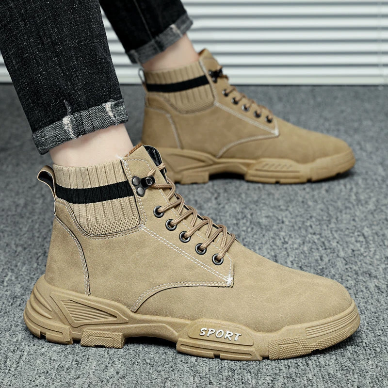 Autumn New High Top Work Shoes for Men Platform Ankle Boots Fashion Quality  Martin Boots Outdoor Booties Zapatos De Hombre|Chelsea Boots| - AliExpress