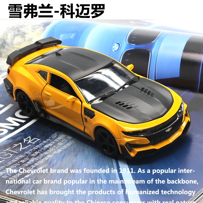 

Hornet Bumblebee Car Model 1:32 Car Alloy Sports Car Metal Diecast Pull back Sound Light Car Hot Wheels Kids Gifts for Children