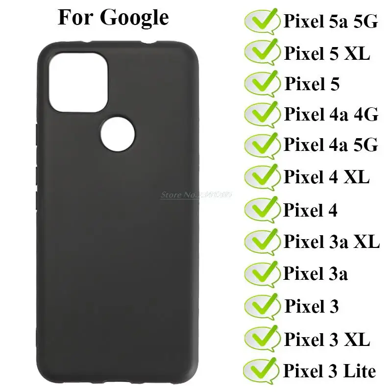 Anti-knock Soft Black TPU Case For Google Pixel 5 4 3 XL Lite Gel Pudding Silicon 3A 4A 5A 5G Back Cover | Мобильные телефоны и