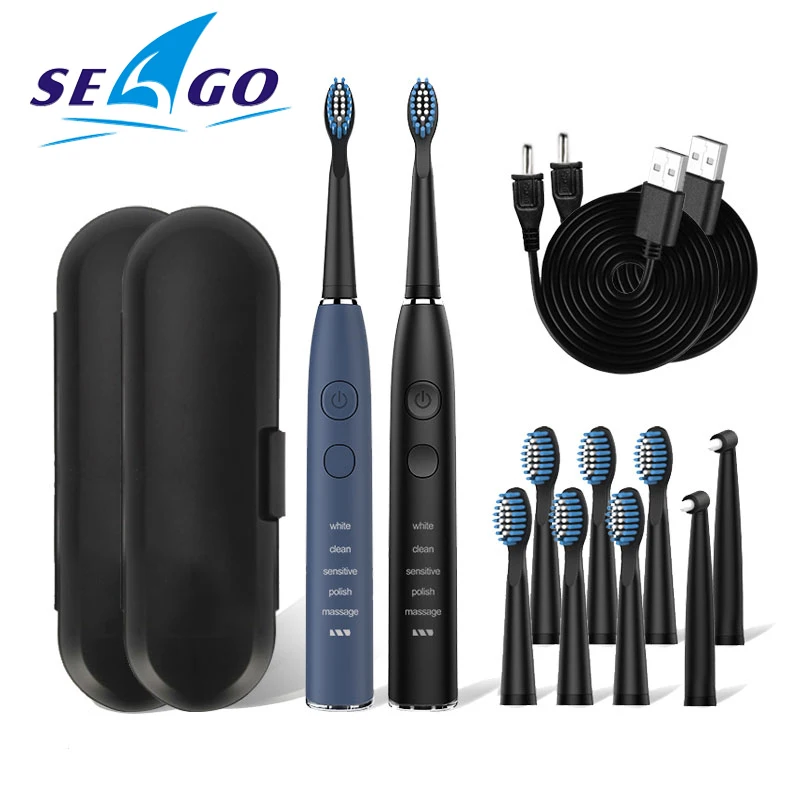 Seago Sonic Electric Toothbrush SG575 IPX7 Waterproof 5 Pcs Soft Bristle Brush Heads 1 Year Long Durability Time Rechargeable Seago Sonic Electric Toothbrush SG575 IPX7 Waterproof 5 Pcs Soft Bristle Brush Heads 1 Year Long Durability Time Rechargeable