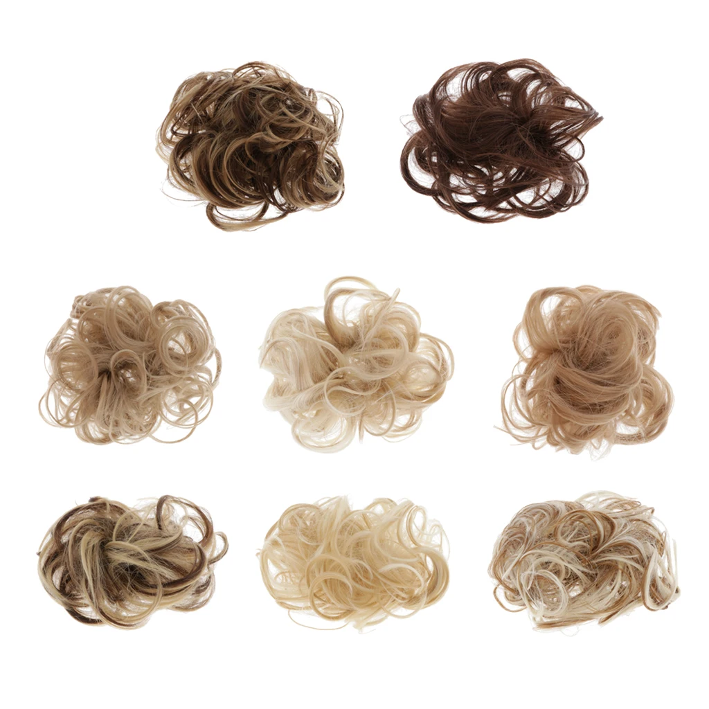 Messy Bun Hair Scrunchies Hairpieces Curly Wavy Updo Bun Extensions