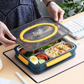 

Bento Box Japanese Style Stainless Steel Lunch Box Food Warmer Leak-Proof Breakfast Lunch Box For Kids With Compartment Food Box