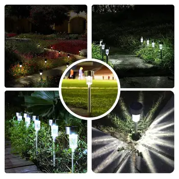

Outdoor Lamp Waterproof Landscape Lighting Pathway Patio Yard Lawn Decoration Street Path Stainless Steel Led Solar Garden Light