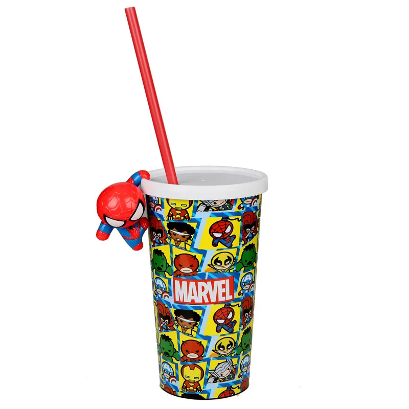 Disney Marvel Aavengers Человек-паук 2 фигурки чашки с картинками из мультфильмов игрушки Marvel Человек-паук чашка для воды попкорн игрушка с бочкой для детей Funs - Цвет: Color2