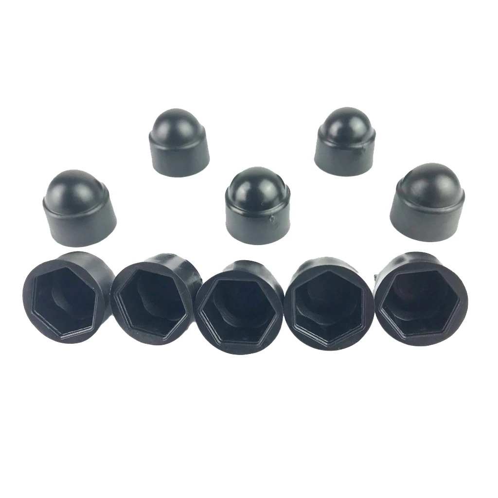 Set of 10 18mm Car Wheel Lug Nut Hexagonal Bolt Cover Cap Protector Black M8