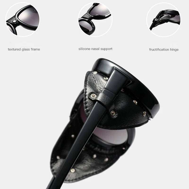 Goedkoop KEITHION Retro Stoom punk Sunglasse Mannen Ronde Designer Steam Punk PU lederen Schilden Zonnebril Vrouwen Bril UV400 Gafas de Sol