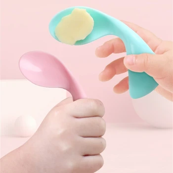 

2Pcs Bendable Baby Spoon Fork Set Toddler Infant Learning Tableware Flatware Utensils Kids Cutlery with Storage Box