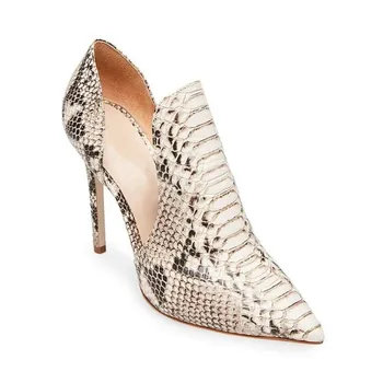 

US4-11 Womens Pointed Toe Ankle Boots Gladiator Snake Leopard Pattern Cut Out Stilettos High Heel Sexy Shoes 4Colors Plus Size
